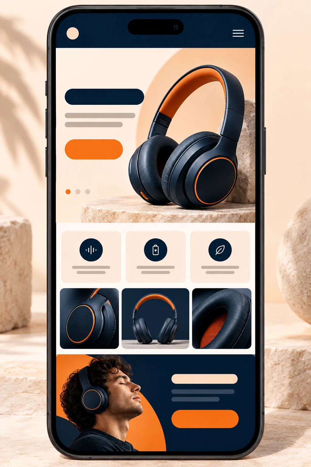 Mobile product landing page template preview